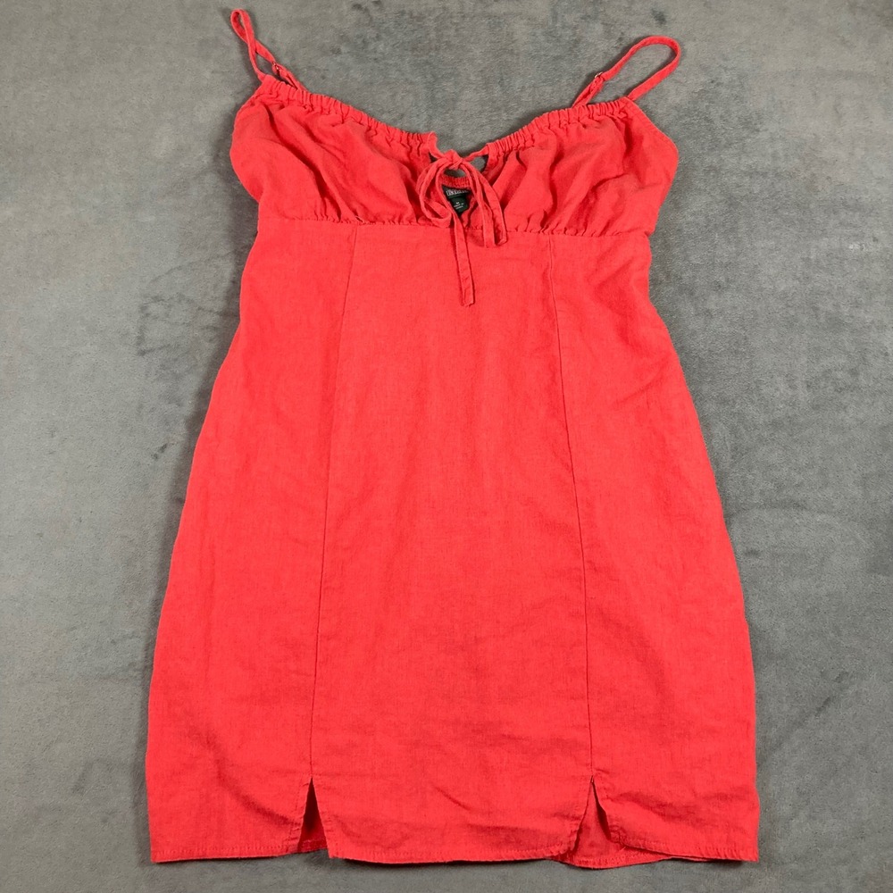 Wild Fable Coral Red Linen Blend Milkmaid Mini Dress Sz M